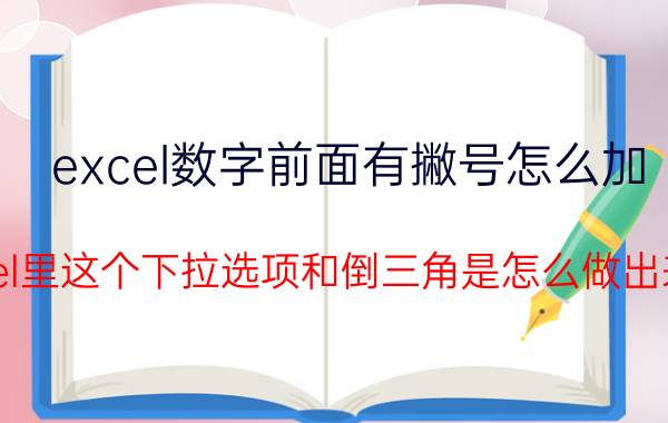 excel数字前面有撇号怎么加 excel里这个下拉选项和倒三角是怎么做出来的？